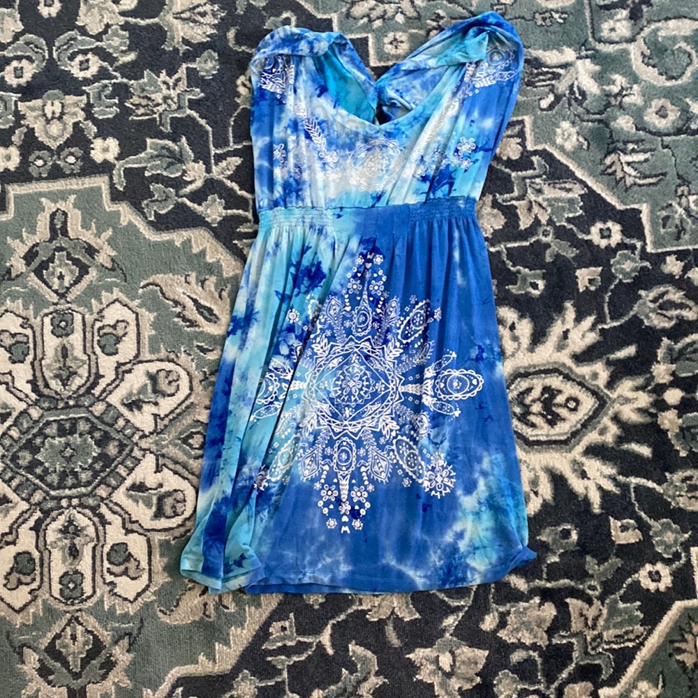 Blue Womens Printed Cover-up Dress